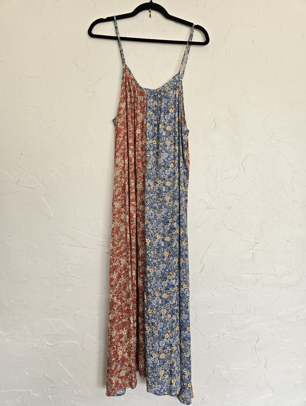 Natural Life Boho Blue Orange Floral Midi Dress, M - Picture 2 of 8